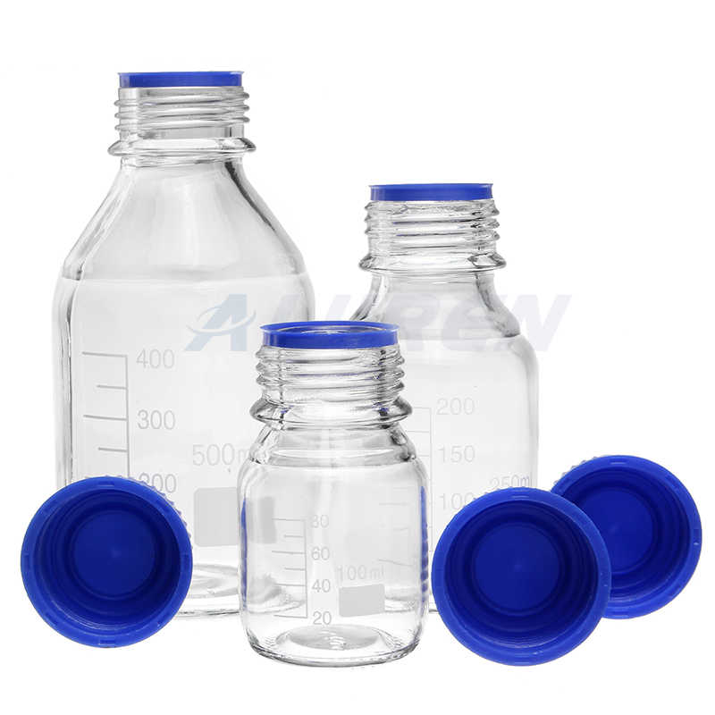 PYREX Round Wide-Mouth Media Storage Bottles With GLS80 Screw Cap